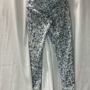 Evolution and Creation Floral Leggings - Blue and White